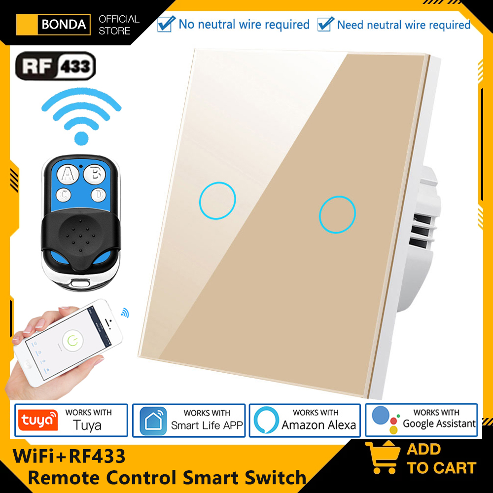 Tuya ue wifi + rf433 interrupt - Smart Light Switch Wifi avaliação e preço